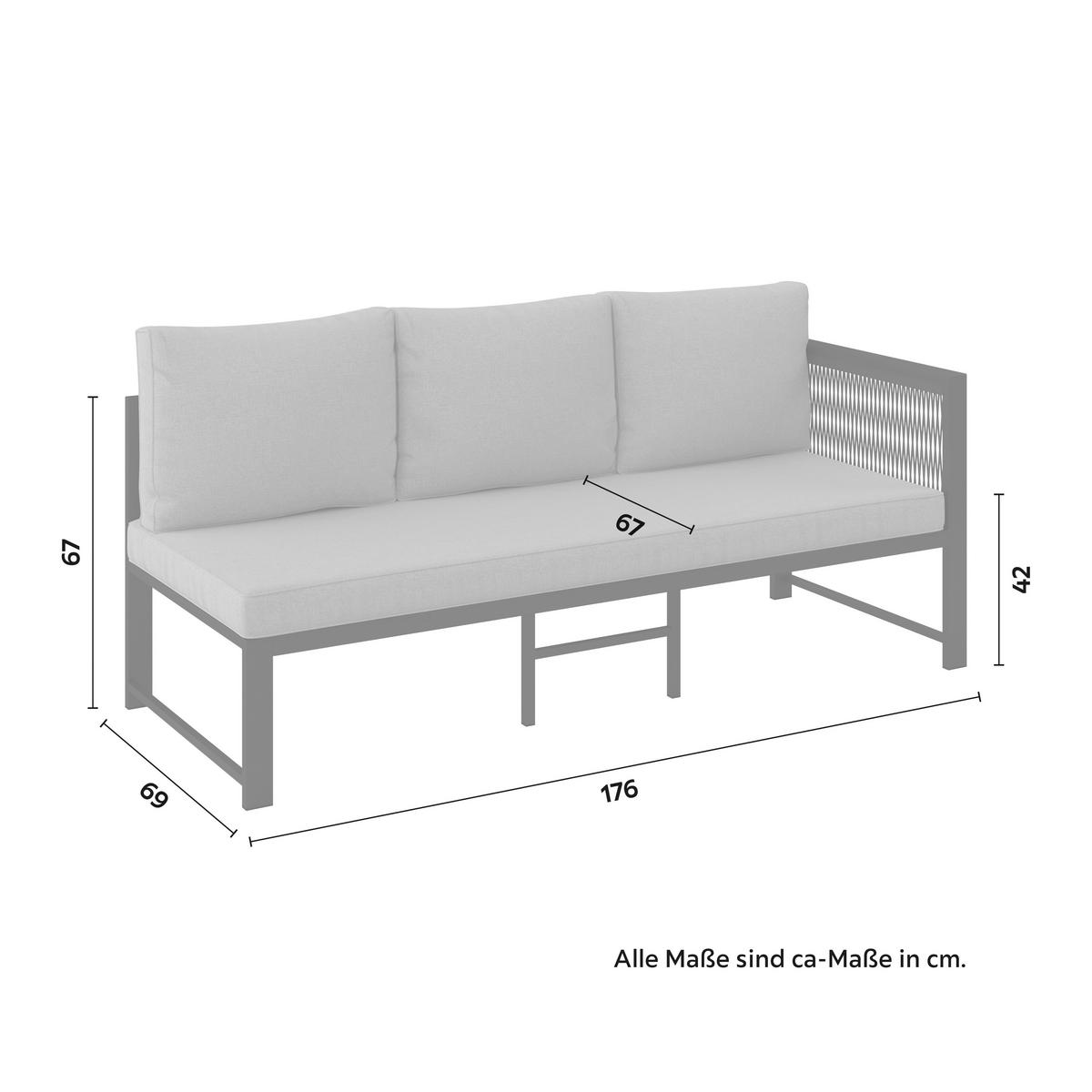Dining-Loungeset Pergolina Grau Metall/Outdoorstoff - Dunkelgrau/Hellgrau, MODERN, Kunststoff/Textil (194/245cm) - Bessagi Garden
