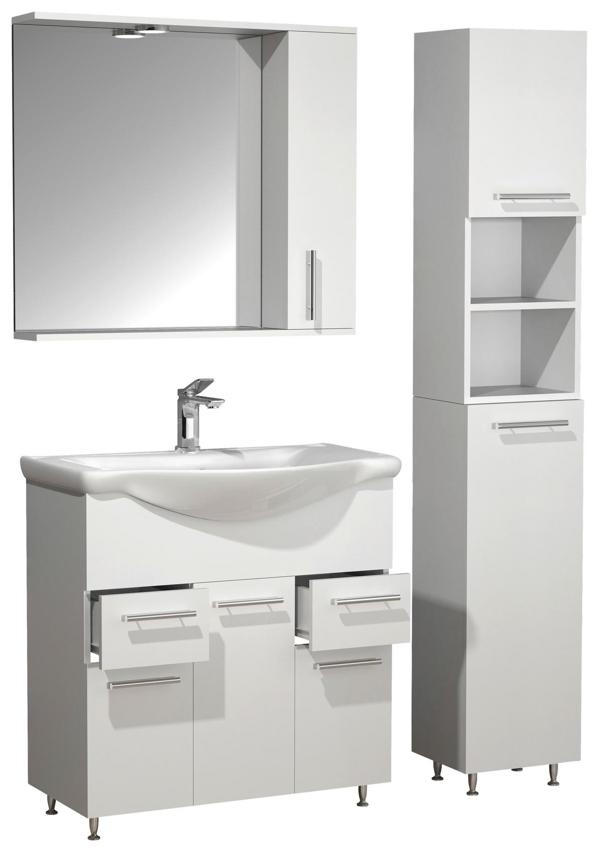 Kopalnica Lisalo Xl, Bela - srebrne barve/bela, Moderno, umetna masa/steklo (105cm) - MID.YOU