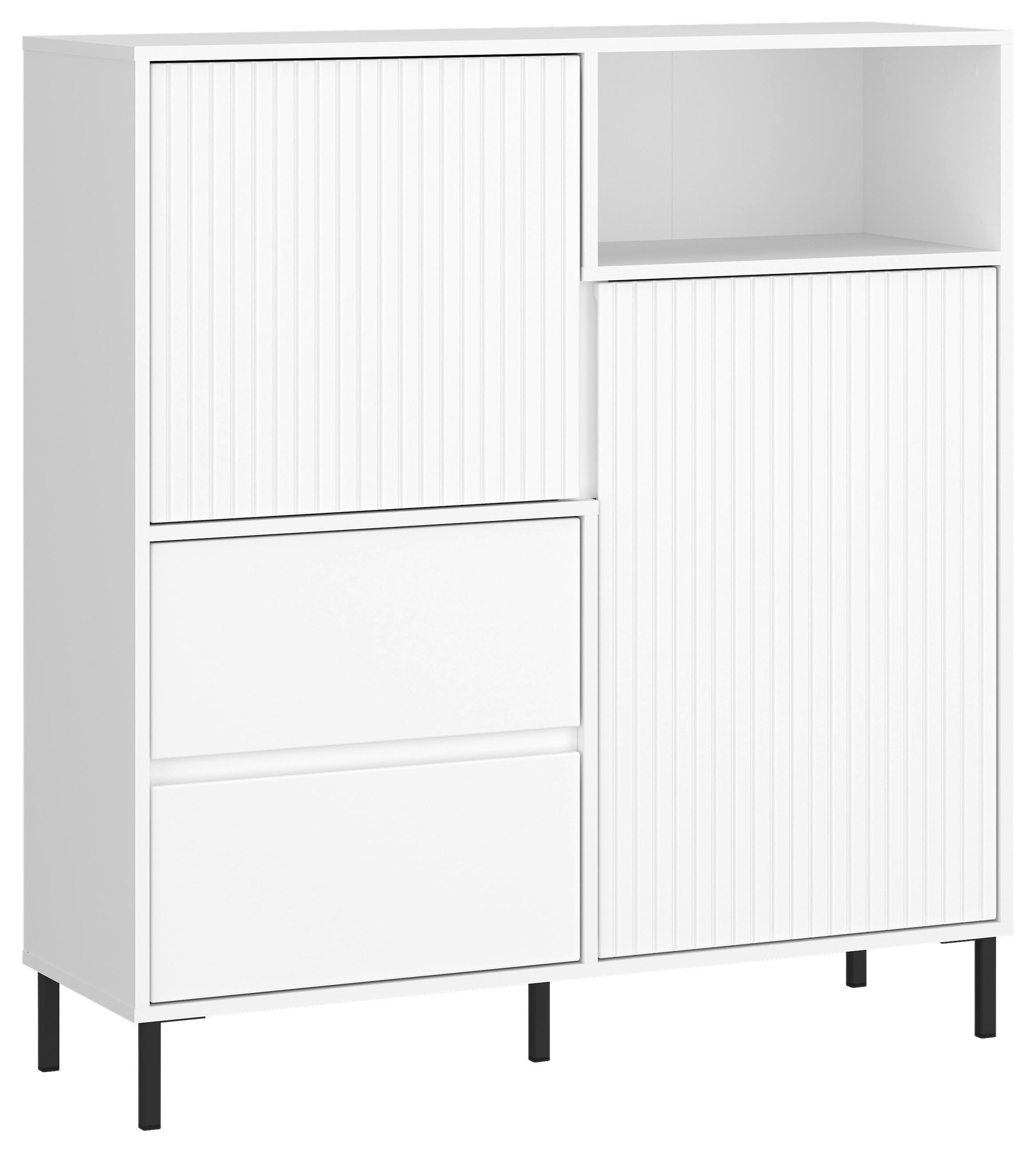 Komoda Avenale, Bela - črna/bela, Trend, kovina/leseni material (105,4/117,2/40cm)