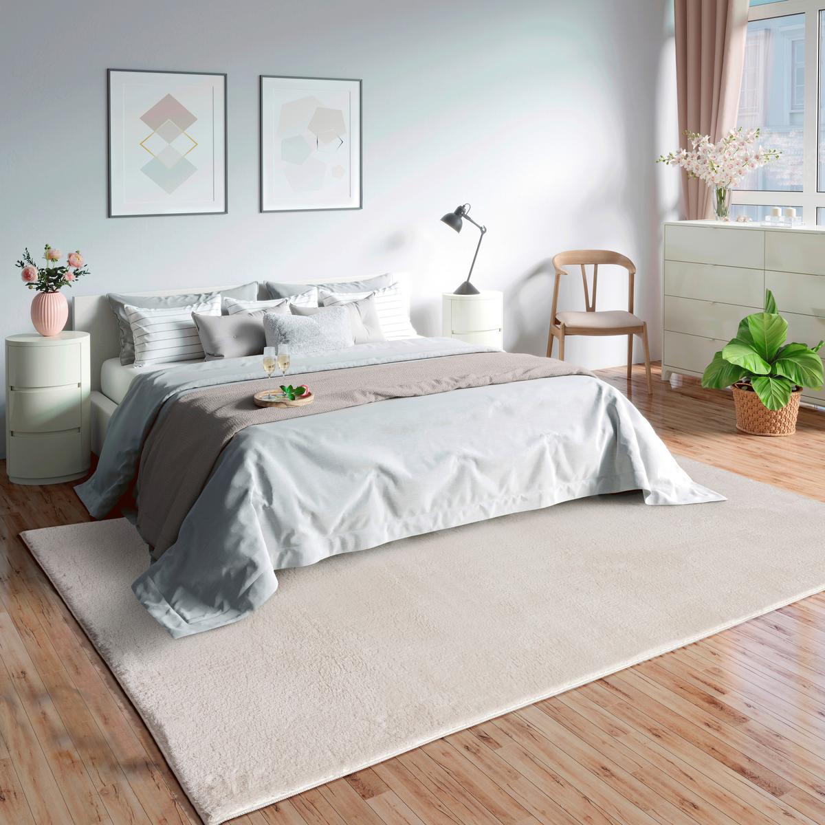 Fellteppich Loft Creme ca. 60x110cm - Creme, KONVENTIONELL, Textil (60/110cm)
