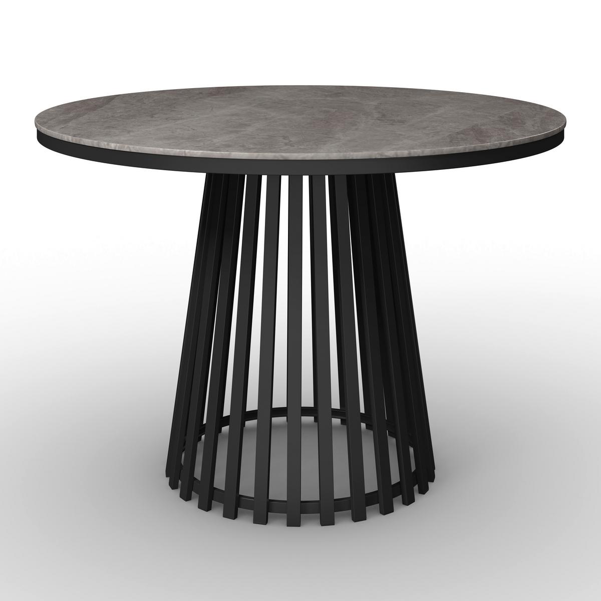 Esstisch rund Pela Grau/ Schwarz MDF Ø ca. 110 cm - Schwarz/Grau, MODERN, Holzwerkstoff/Stein (110/75cm) - Bessagi Home