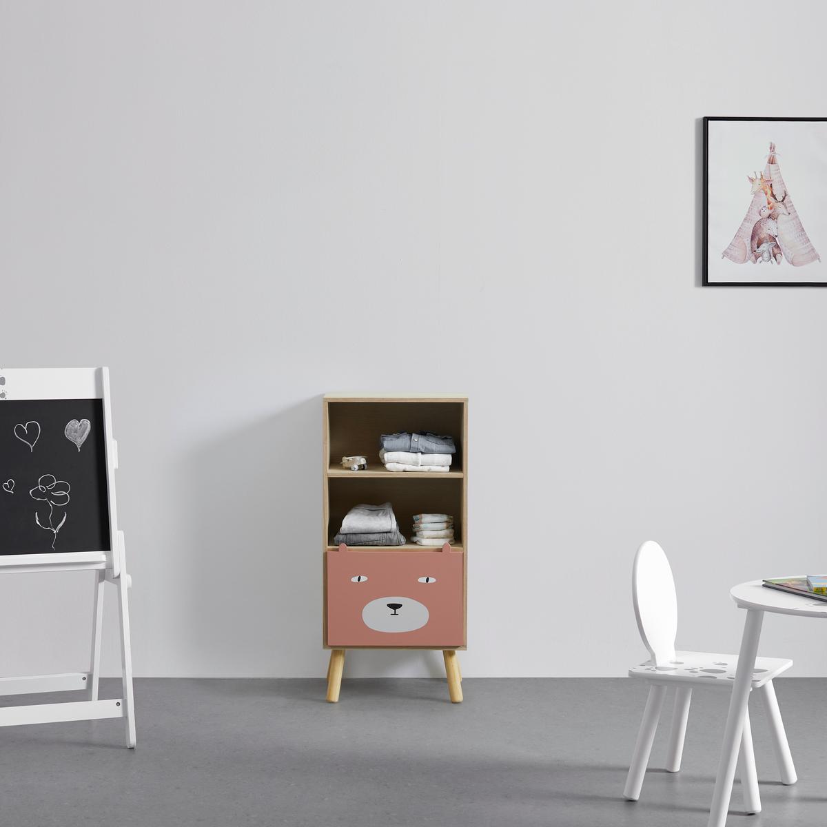 Gyerek Komód Lanny - pink/feketefenyő színű, Modern, fa (40/86/31cm) - Bessagi Kids