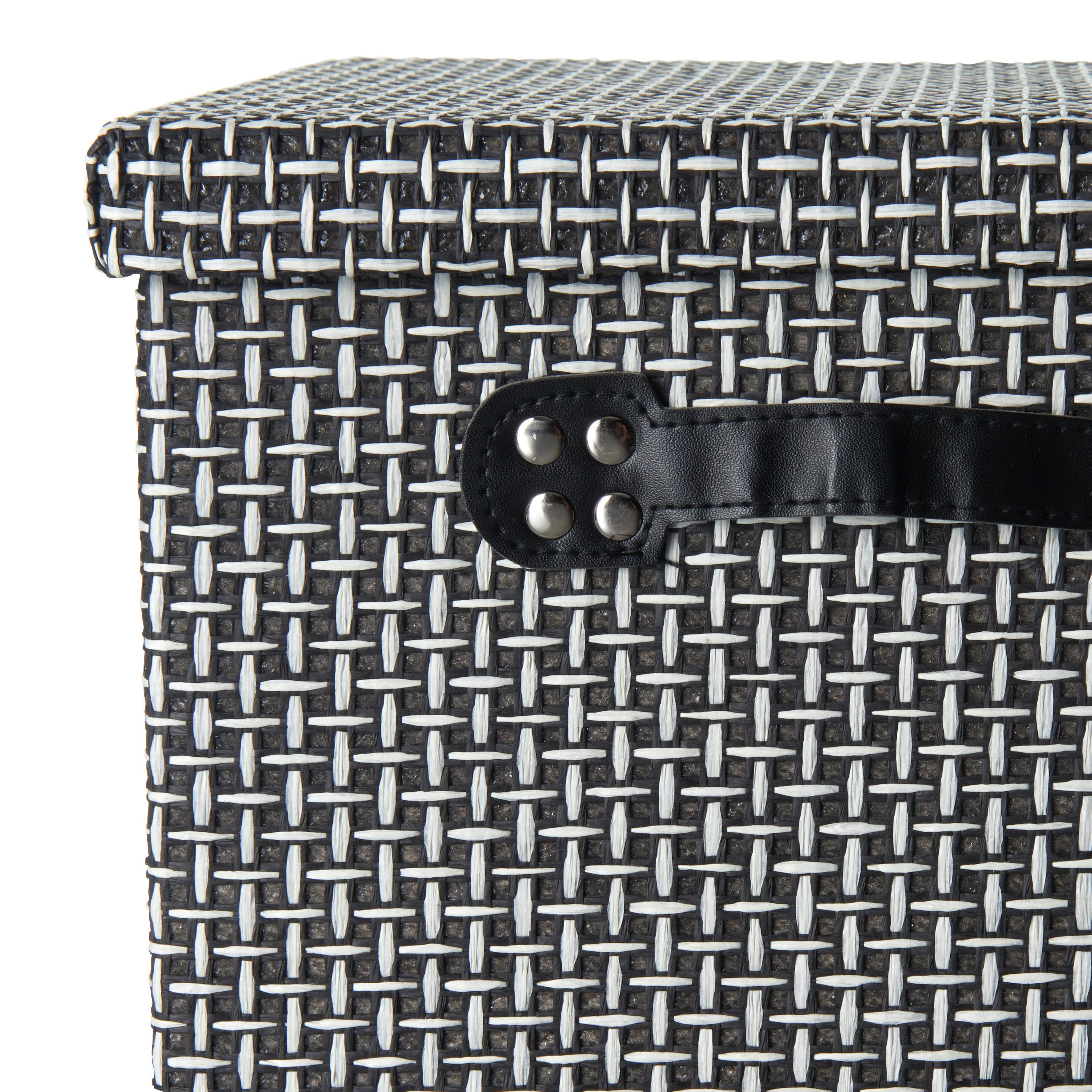 LÅDA MED LOCK FOLDABLE - vit/svart, papper/textil (29,5/28/30cm) - Mömax