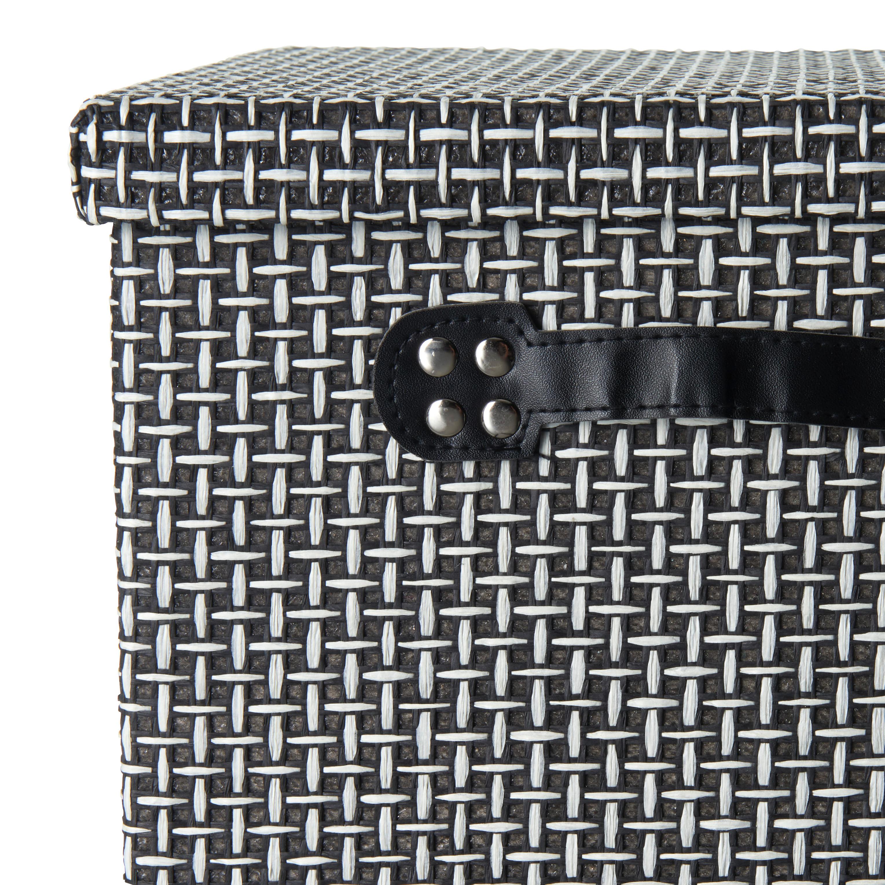Box mit Deckel Foldable in Schwarz/Weiß - Schwarz/Weiß, Karton/Papier (29,5/28/30cm) - Modern Living