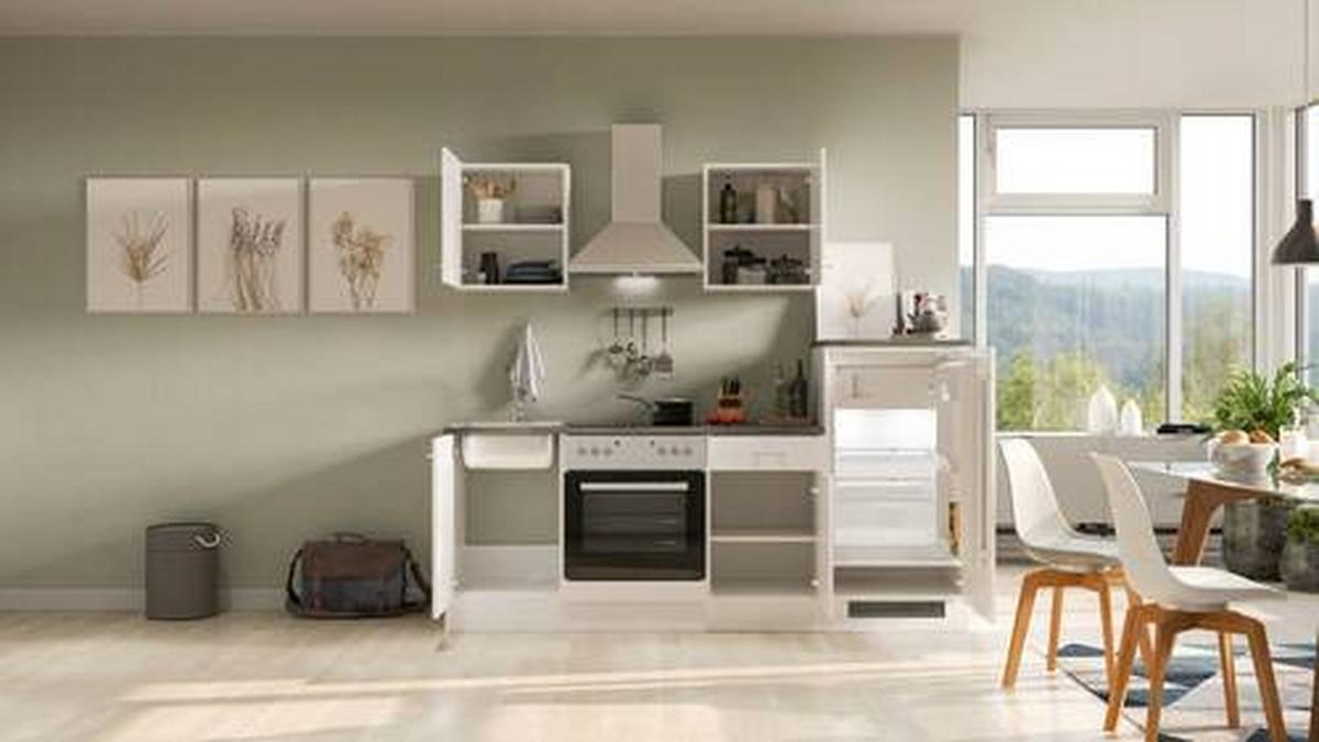 Kuhinjski Blok Z Aparati Lucca, Bela - bela/barve aluminija, Moderno, umetna masa/leseni material (220,5cm) - FlexWell