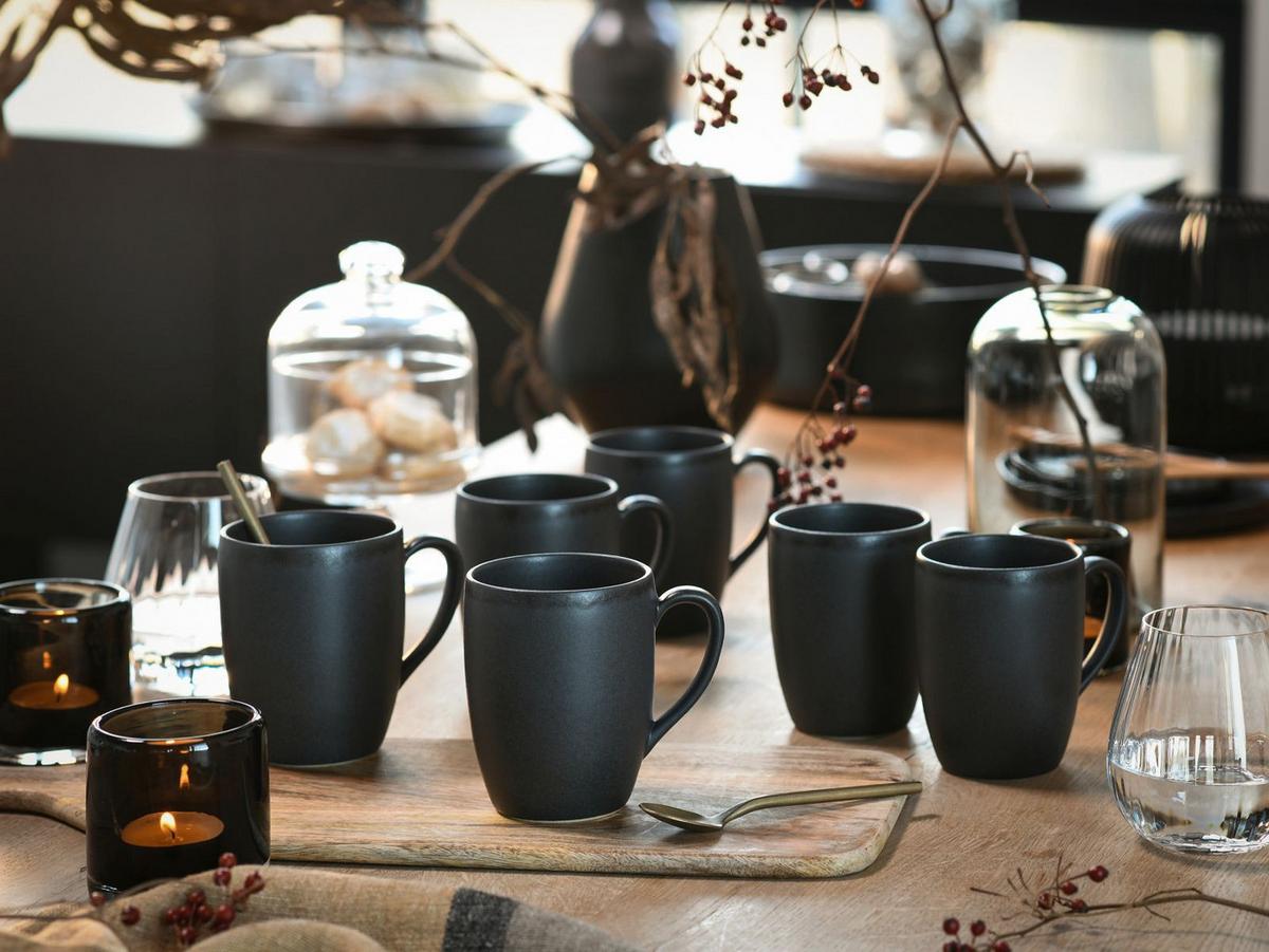 Kaffeebecherset Soft Touch Schwarz, 6-teilig - Schwarz, Basics, Keramik (300ml) - Creatable