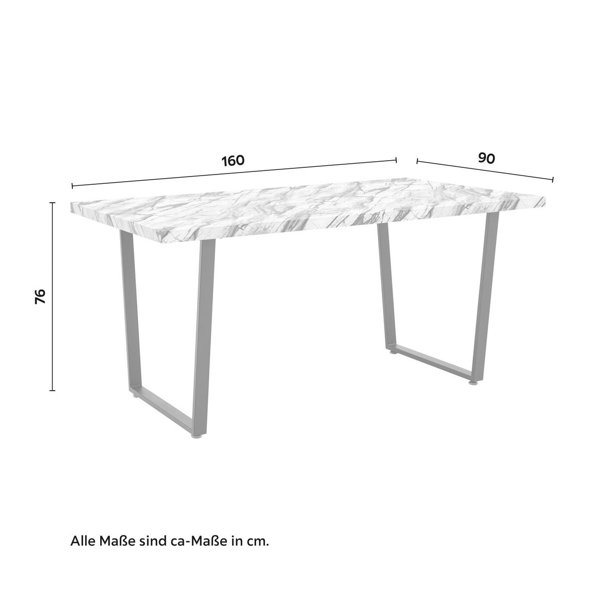 Moderna Jedilna Miza Dave, Videz Marmorja, Črna - črna/bela, Moderno, kovina (160/90/76cm) - Bessagi Home