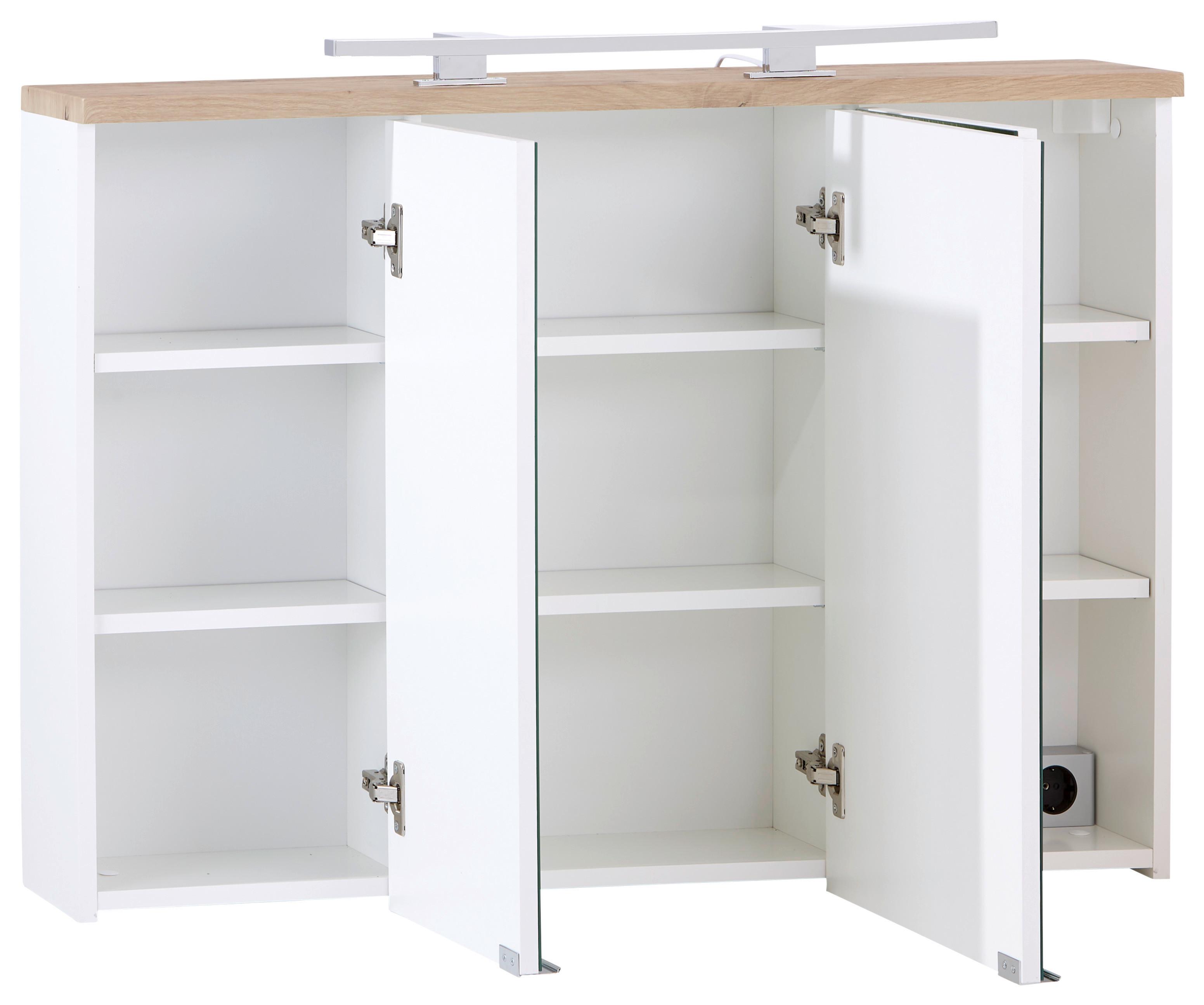 Omara Z Ogledalom Marbella, Bela, Hrast - barve kroma/bela, Moderno, kovina/steklo (100/70/20cm) - Mömax