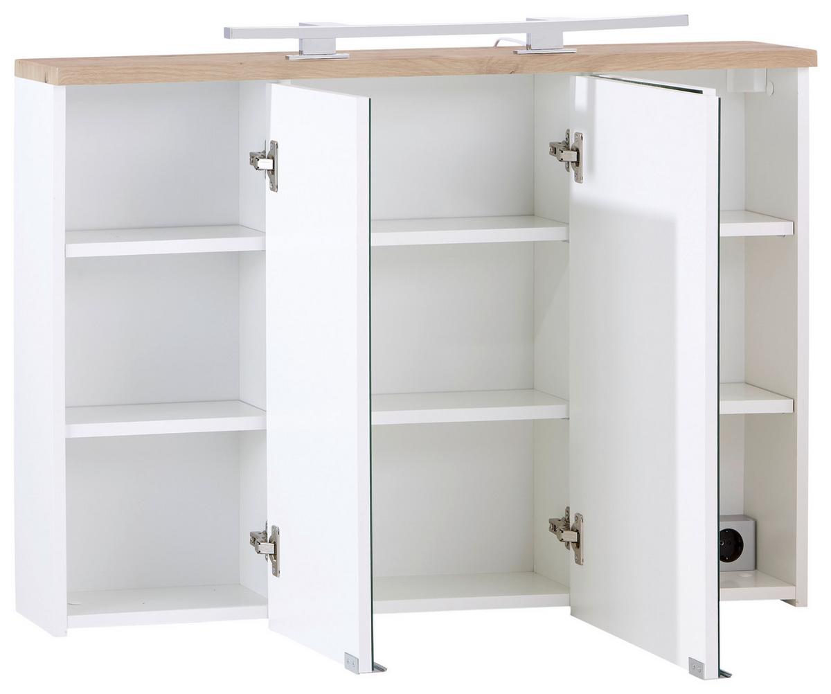 Omara Z Ogledalom Marbella, Bela, Hrast - barve kroma/bela, Moderno, kovina/steklo (100/70/20cm) - Mömax