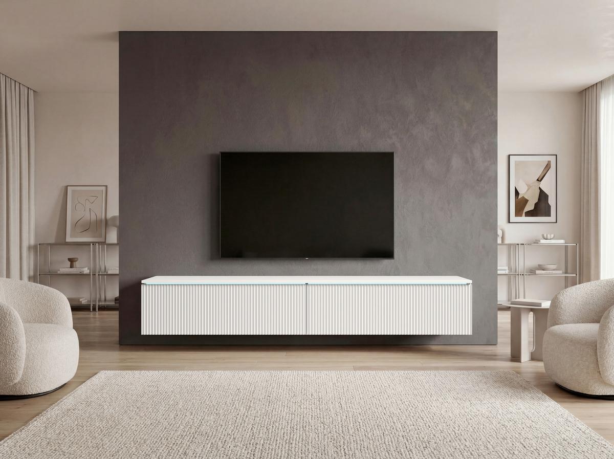 Lowboard D180 Weiß - Weiß/Grau, Design, Holzwerkstoff/Kunststoff (180/30/33cm) - P & B