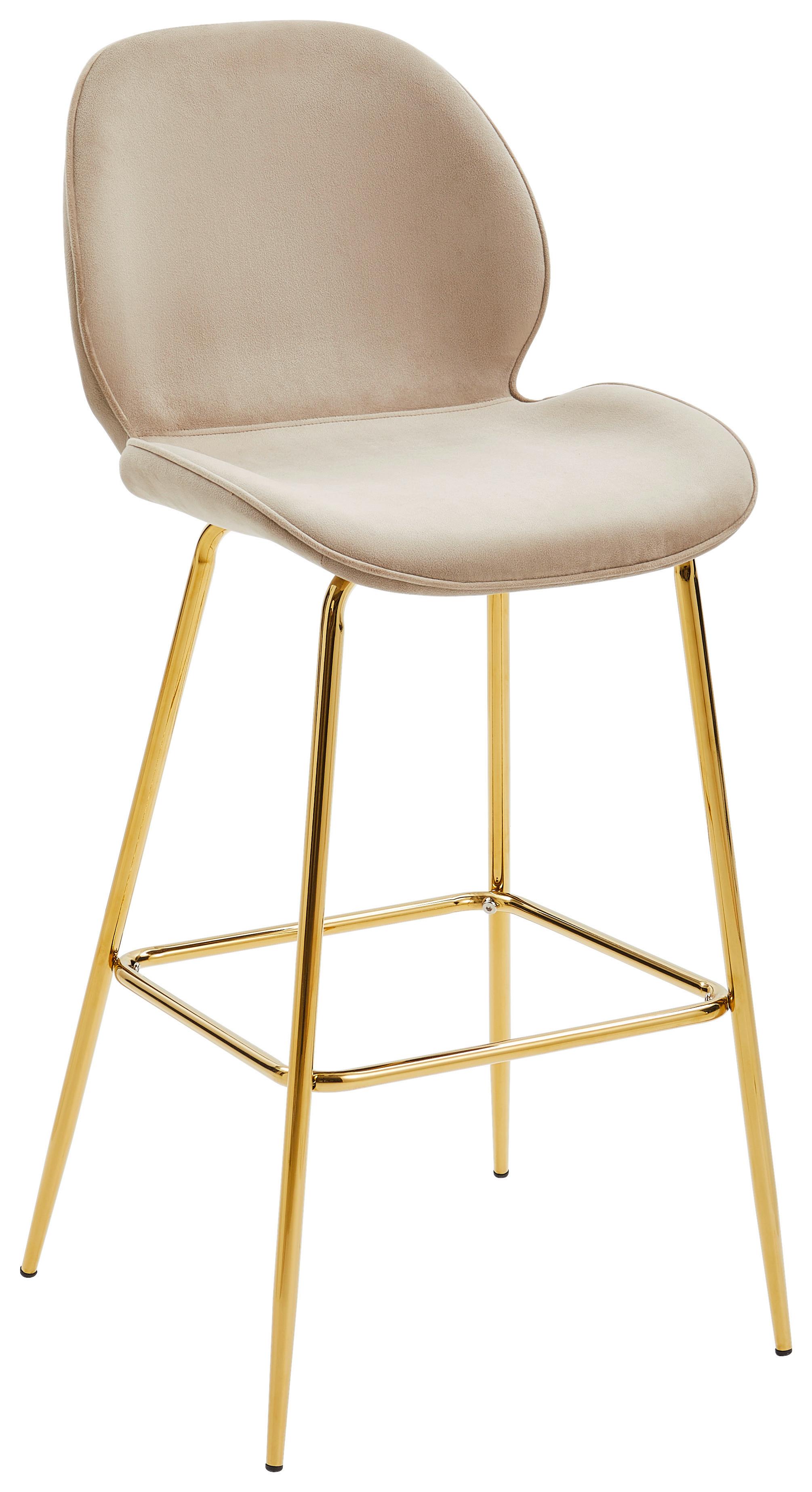 STOŁEK BAROWY ADRIANO BAR - kolor złoty/taupe, Modern, metal/drewno (47/104/55cm) - Livetastic