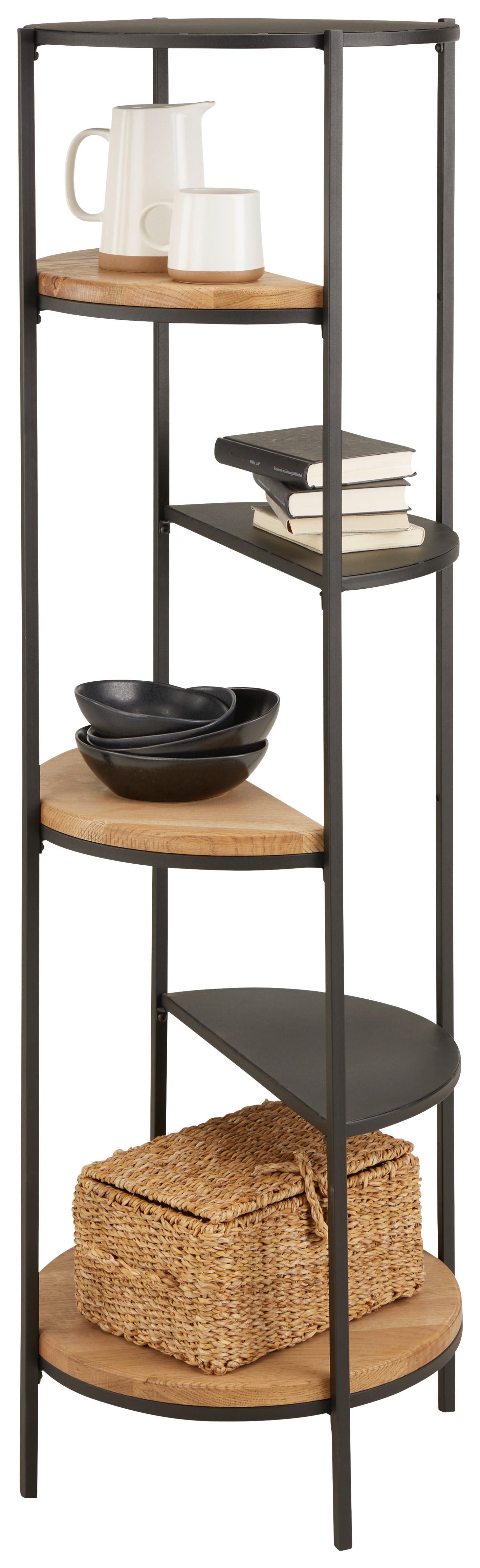 Standregal Charly in Naturfarben - Schwarz/Naturfarben, MODERN, Holz/Metall (45/150/45cm) - Zandiara