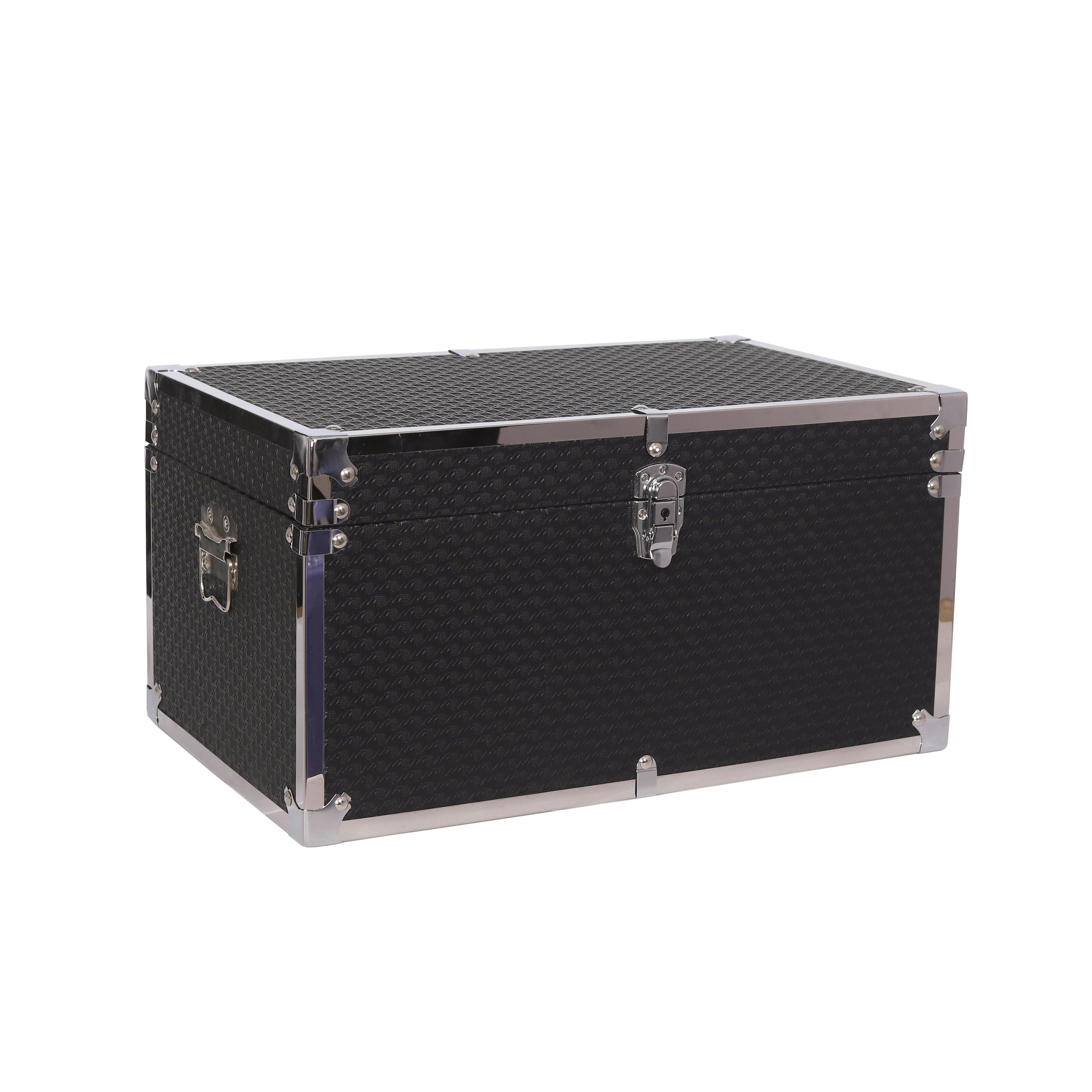 PUDEŁKO DEKORACYJNE R68B23007R - czarny, Lifestyle, skóra/materiał drewnopochodny (49/30/26cm) - Ambia Home