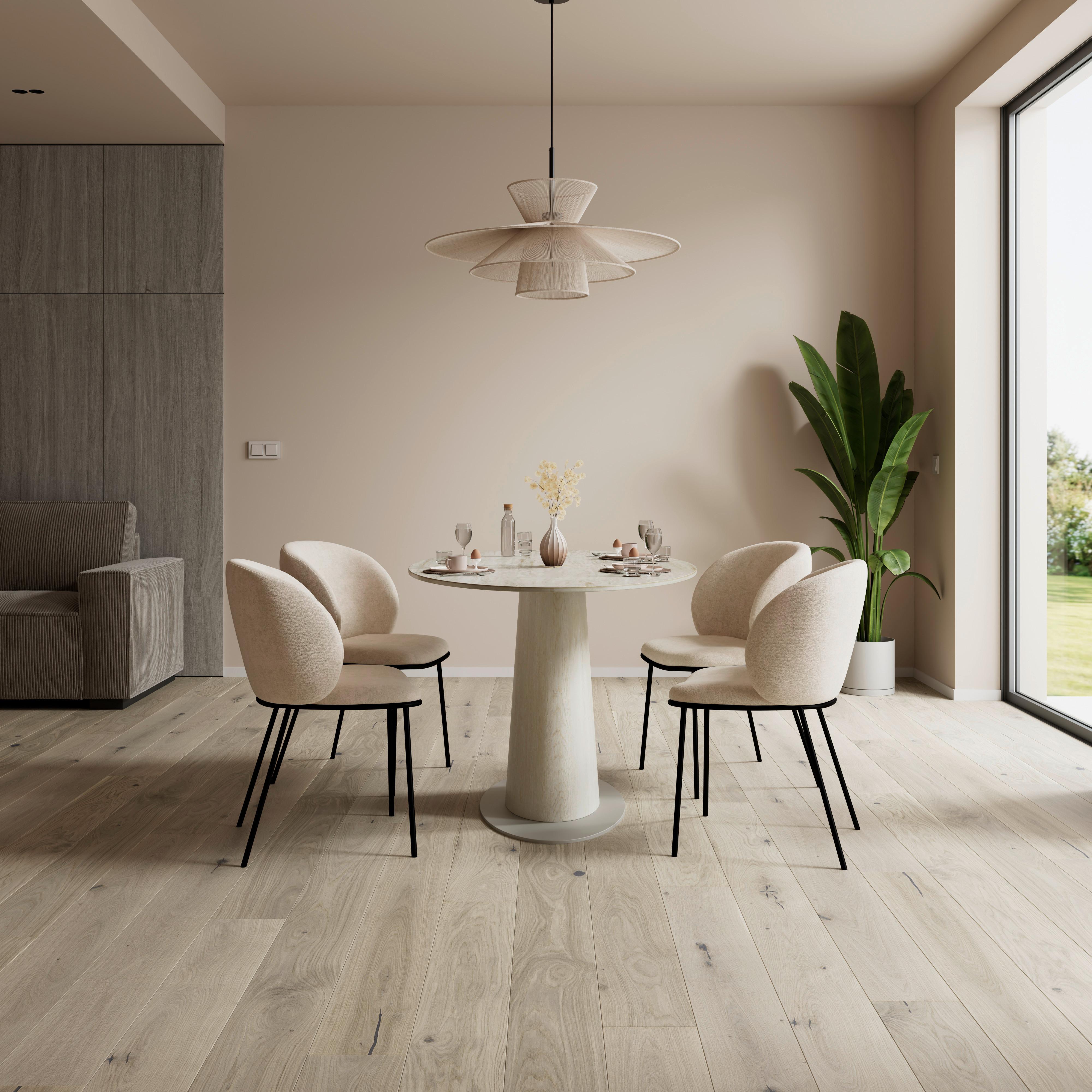 MATBORD THIAGO - cremefärgad, Modern, metall/trämaterial (160/76/90cm) - Bessagi Home