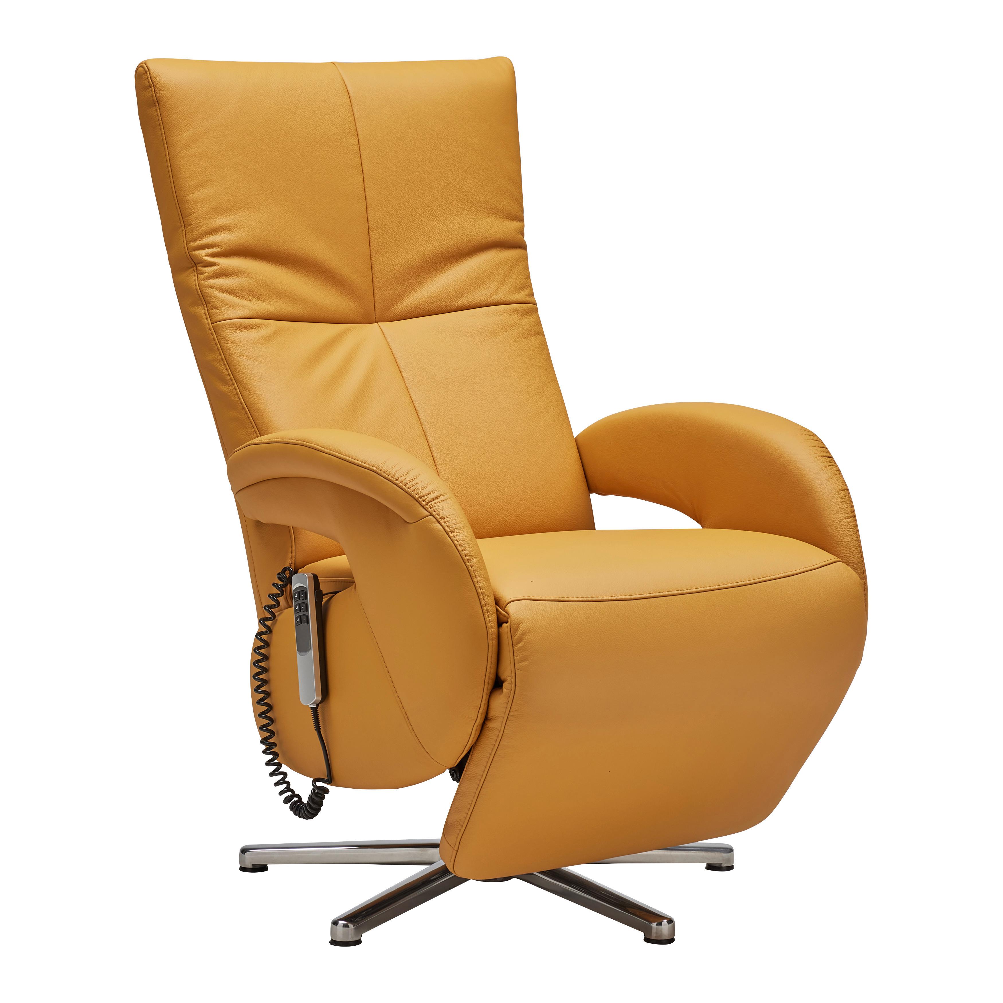 Relaxsessel Sitting 2 in Leder Curry - Currygelb/Chromfarben, MODERN, Leder (70/111/80cm) - Premium Living