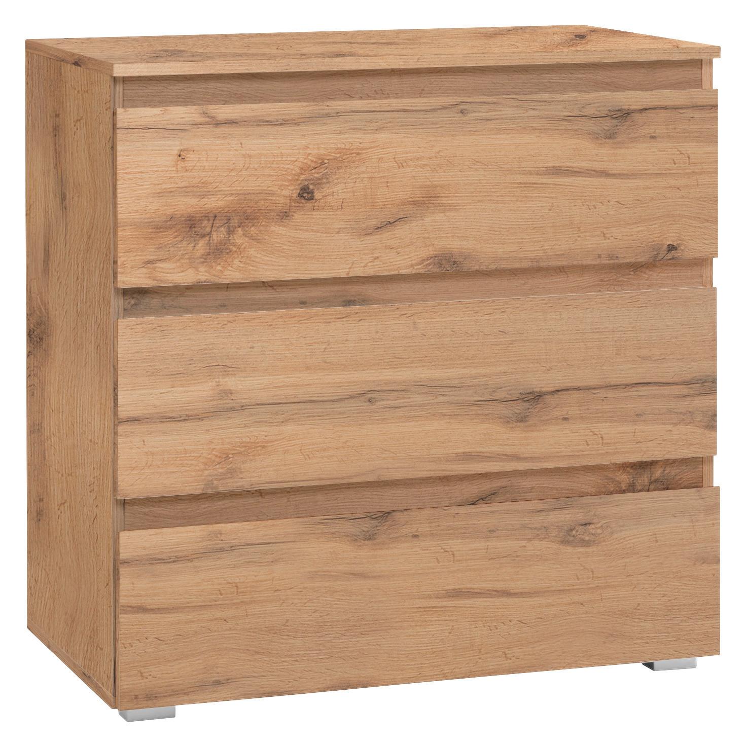 Komoda Image 5, Barva Hrasta - srebrne barve/barve hrasta, Konvencionalno, leseni material (80/80/45cm) - MID.YOU