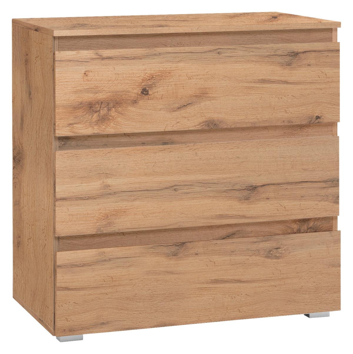 Komoda Image 5, Barva Hrasta - srebrne barve/barve hrasta, Konvencionalno, leseni material (80/80/45cm) - MID.YOU