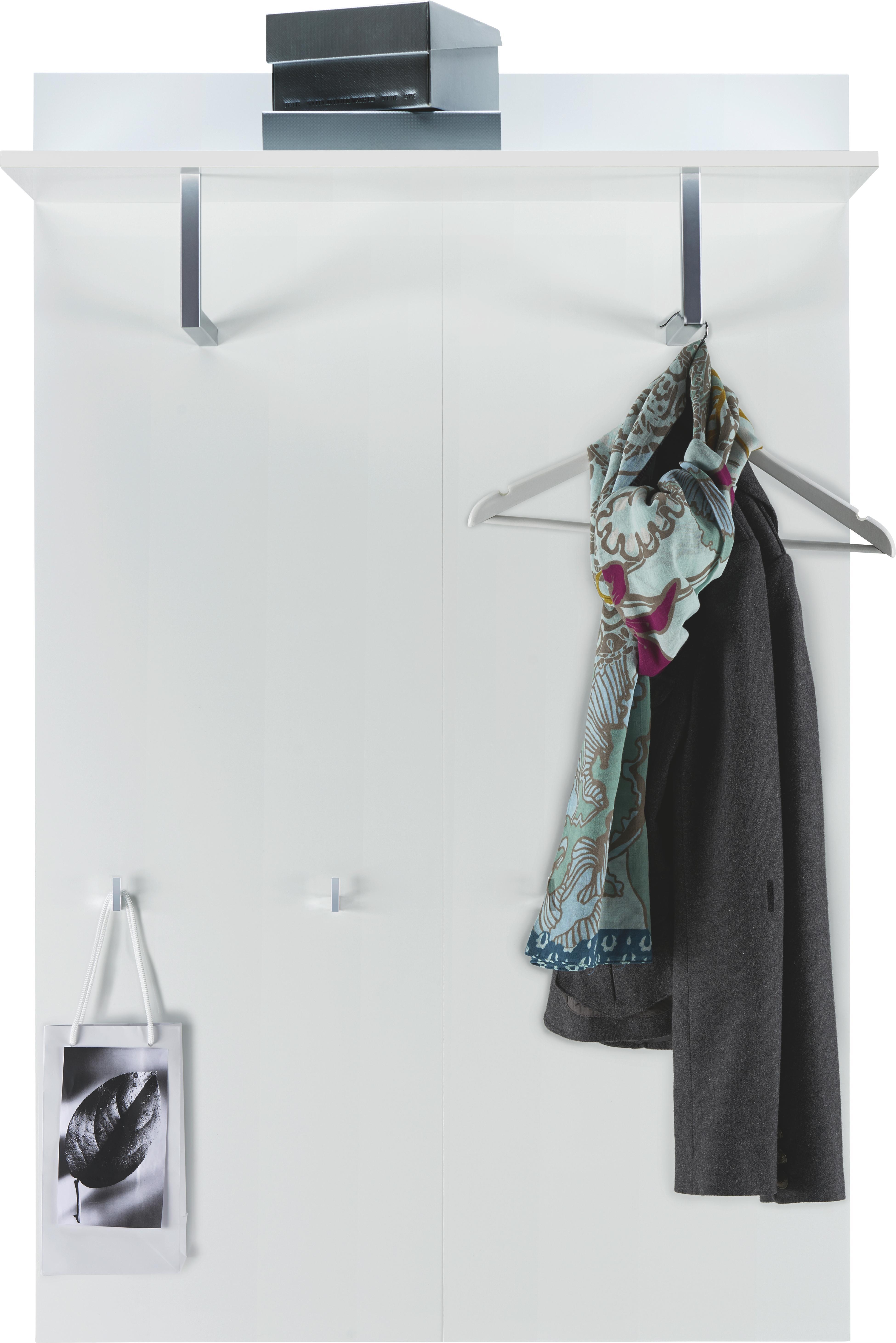 Garderobenpaneel in Weiß Hochglanz - Weiß, LIFESTYLE, Holzwerkstoff (84/130/32,6cm) - Mömax modern living