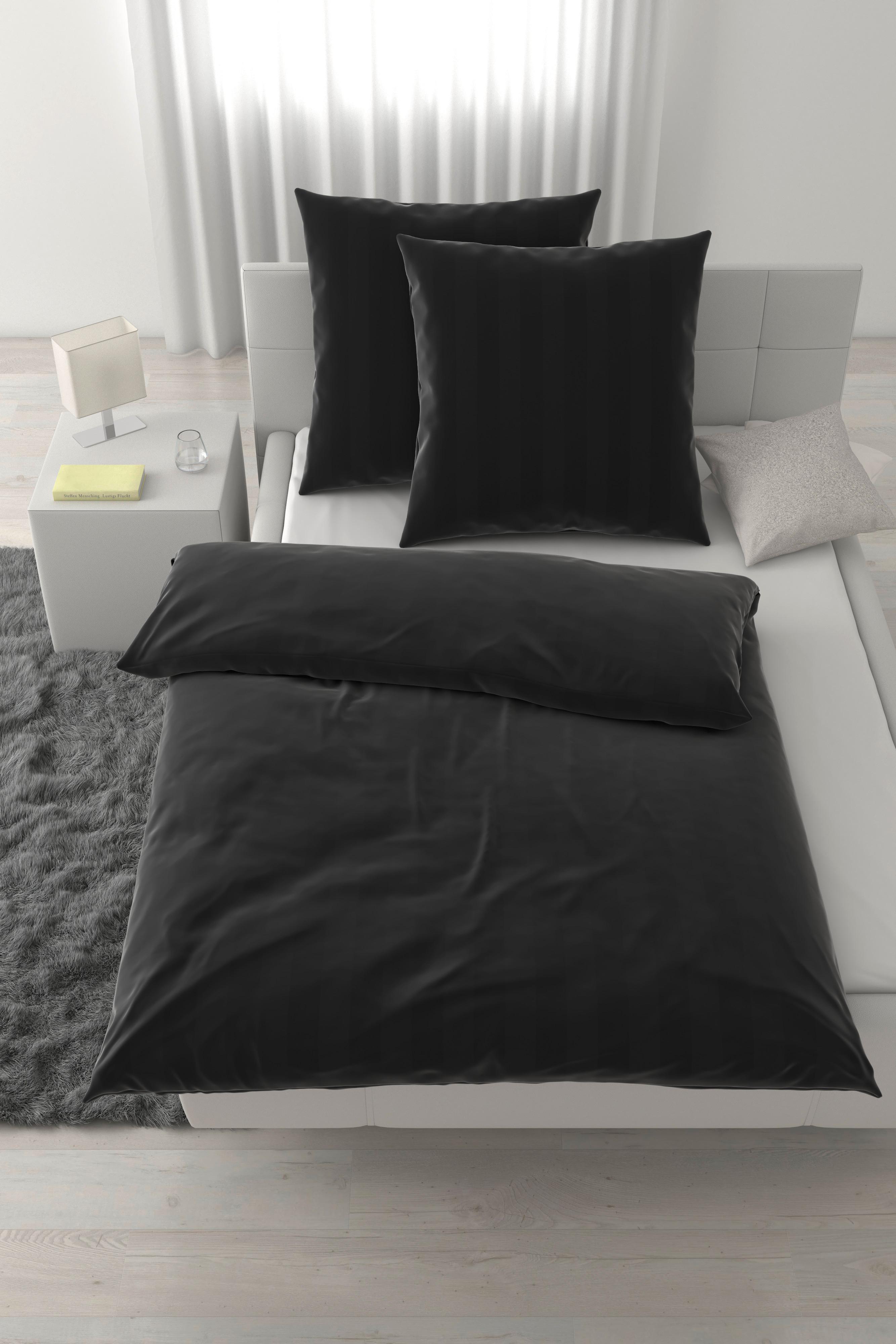 Bettwäsche Xenia Streif XXL Schwarz ca. 200x200cm - Schwarz, MODERN, Textil (200/200cm) - Premium Living