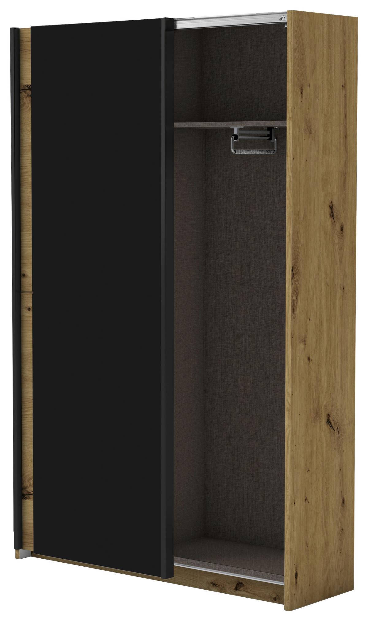 Omara Z Drsnimi Vrati Starter, Barva Hrasta, Črna - črna/barve hrasta, Basics, kovina/leseni material (125/195,5/38cm) - P & B