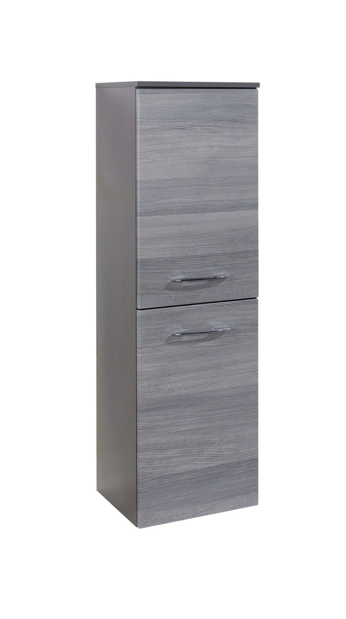 Midischrank Florida in Graphitfarben - Eichefarben/Silberfarben, MODERN, Holzwerkstoff/Metall (40/130/35cm) - Premium Living