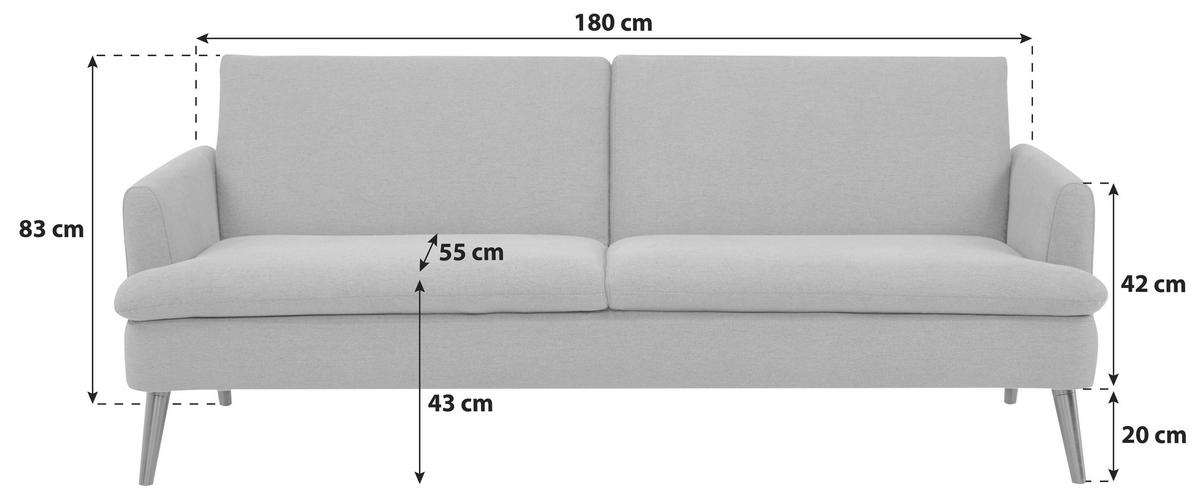Zofa S Posteljno Funkcijo Mina, Temno Siva - siva/črna, Moderno, tekstil/les (110/180cm)