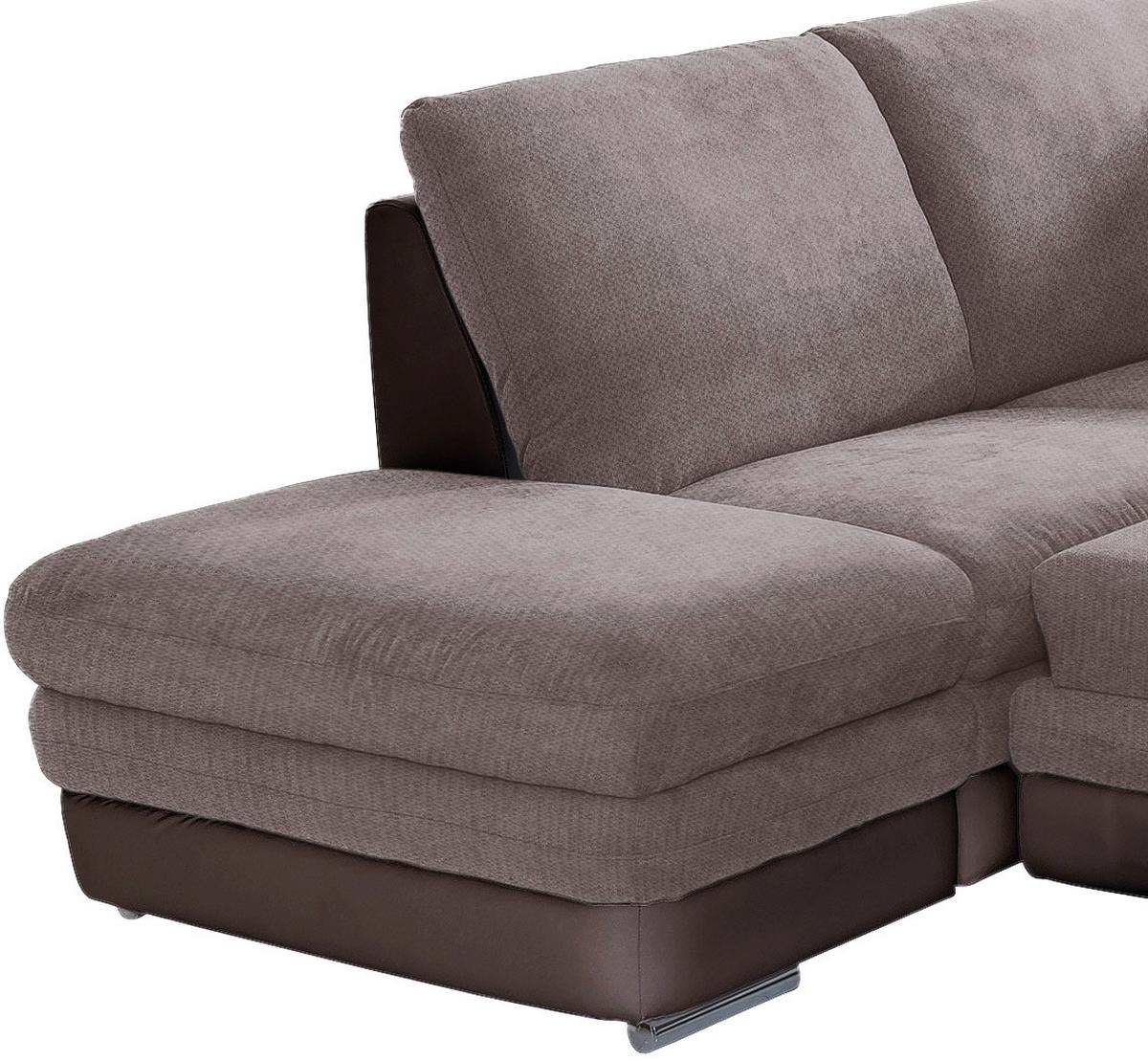 Wohnlandschaft in Taupe/ Dunkelbraun ´NARDO´ - Taupe/Chromfarben, MODERN, Textil/Metall (221/264cm) - MID.YOU