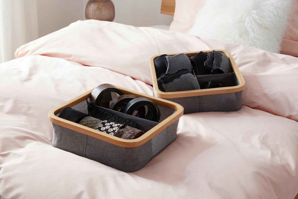 Škatla Za Shranjevanje Simply Storage -Ext- - siva, Moderno, karton/tekstil (30/30/9cm) - Premium Living