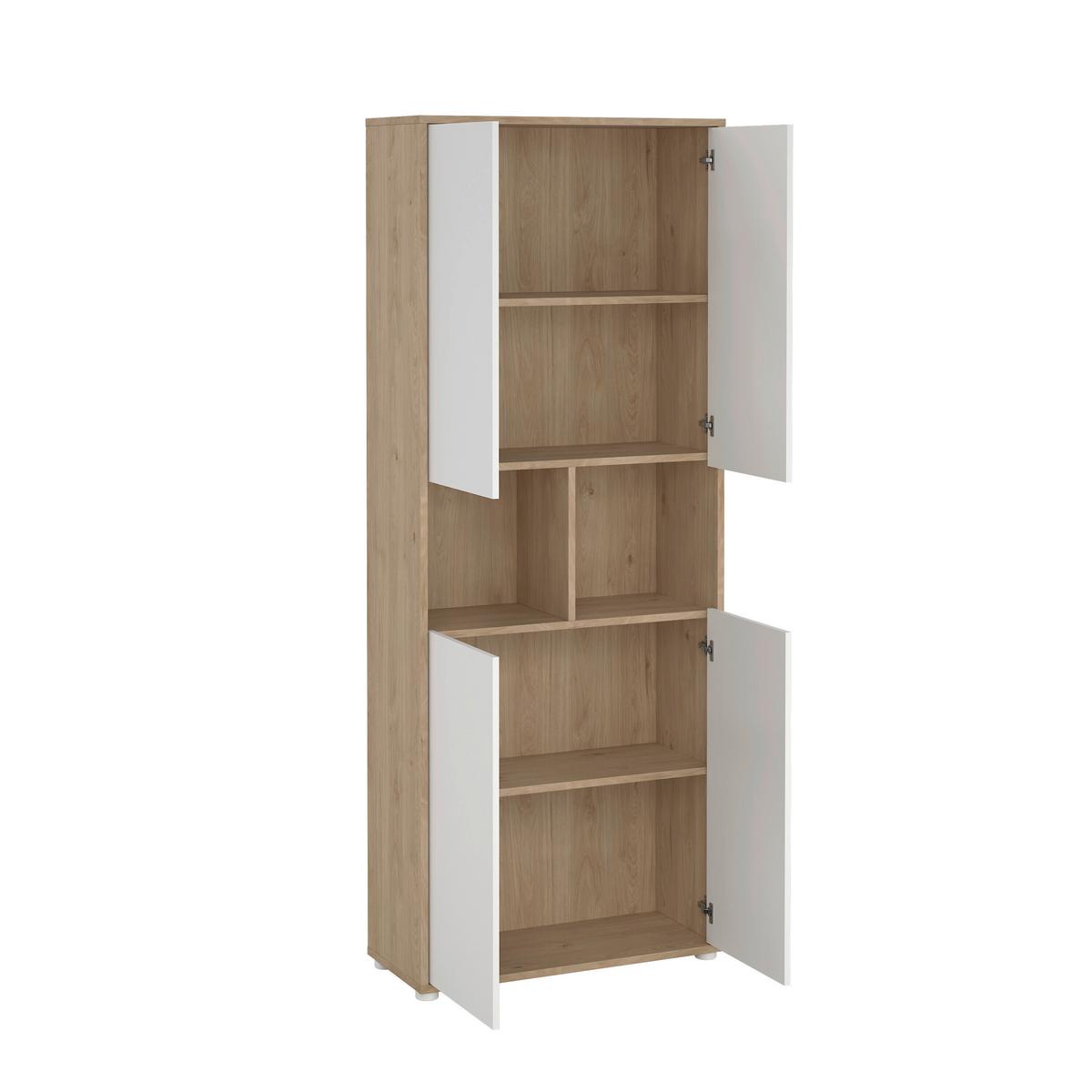 Arhivska Omara Sign, Bela, Barva Hrasta - barve hrasta/bela, Moderno, leseni material (79,6/207,7/34,3cm) - MID.YOU