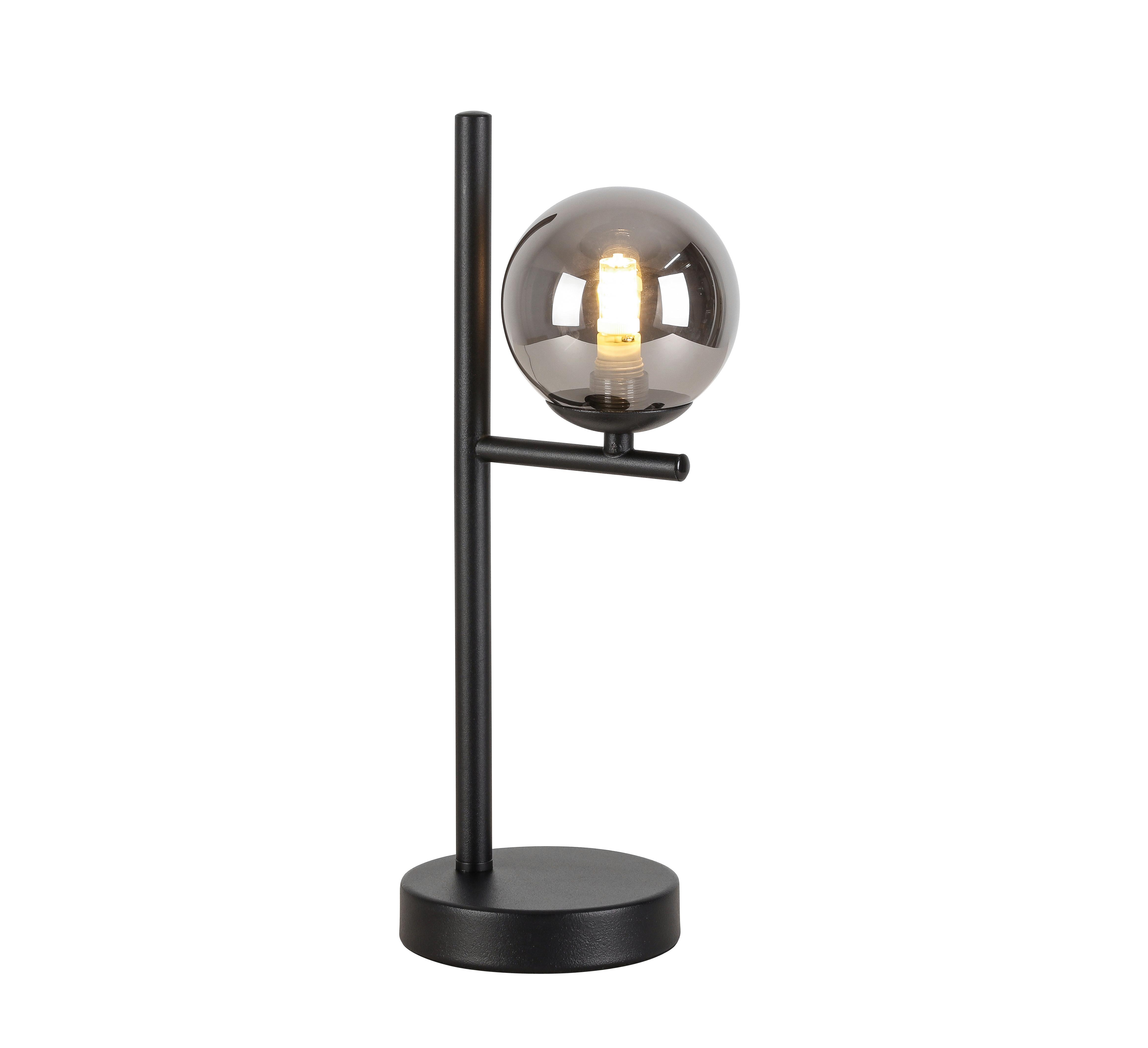 Tischleuchte Lisib in Schwarz/Chrom max. 10 Watt - Chromfarben/Schwarz, Romantik / Landhaus, Glas/Metall (13/12/36,5cm) - Mömax