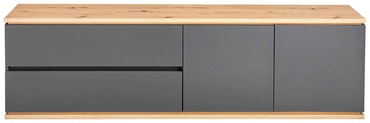 KOMODA NISKA YAMAEL - czarny/kolor grafitowy, Design, materiał drewnopochodny/tworzywo sztuczne (184/54/42cm) - Xora