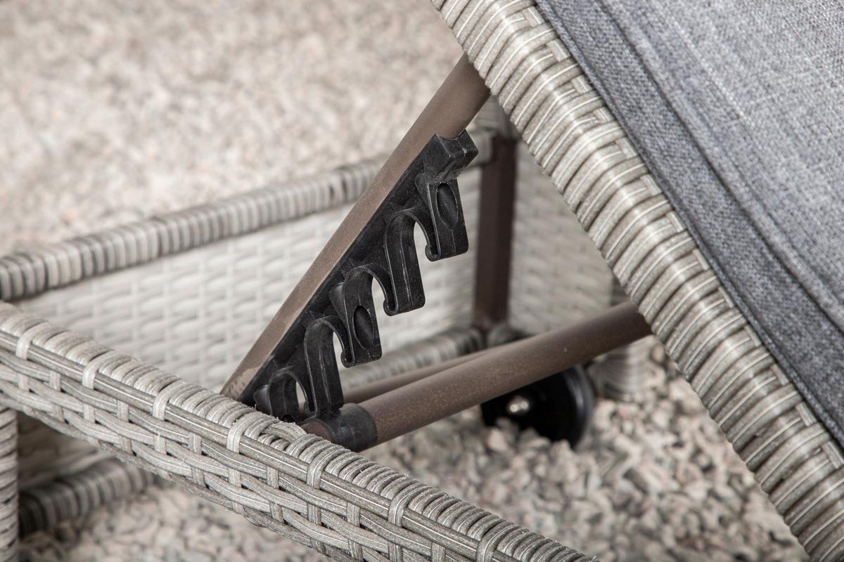Sonnenliege London ca. 60x32x196 cm Grau - Grau, KONVENTIONELL, Kunststoff/Textil (60/32/196cm) - Gardenson