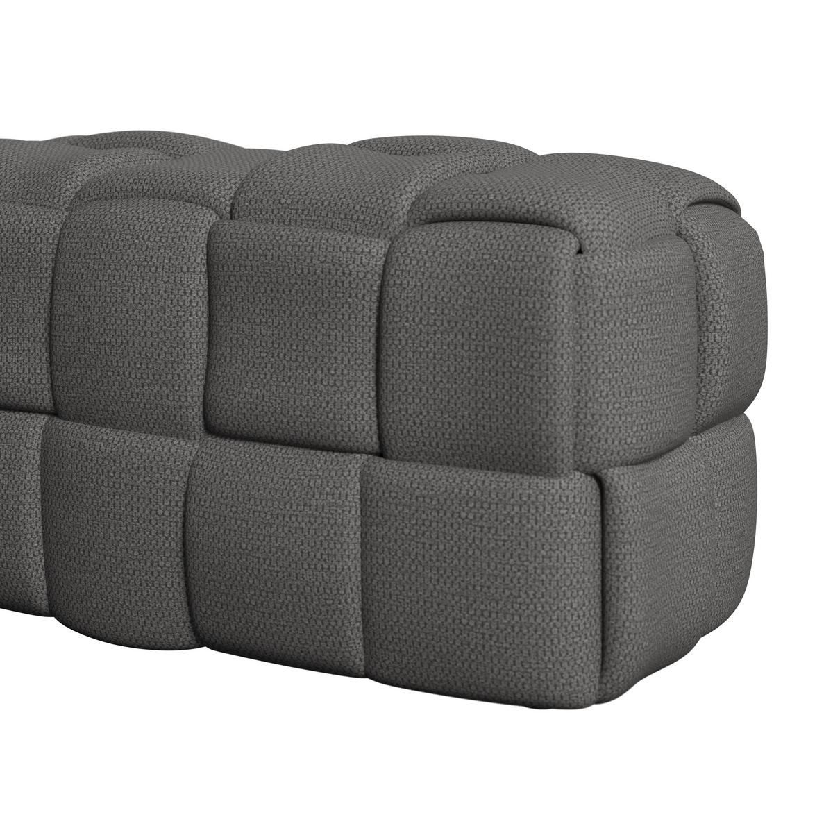 Bettbank Ella Bouclé Dunkelgrau - Dunkelgrau/Schwarz, MODERN, Holz/Kunststoff (110/45/45cm) - Bessagi Home