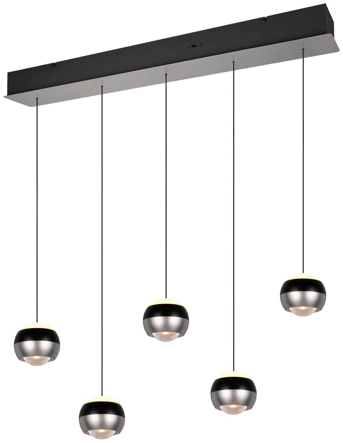 LED-Hängeleuchte Orbit Schwarz/Nickelfarben max. 8 W - Schwarz/Nickelfarben, Design, Metall (100/10,5/200cm) - Trio Leuchten