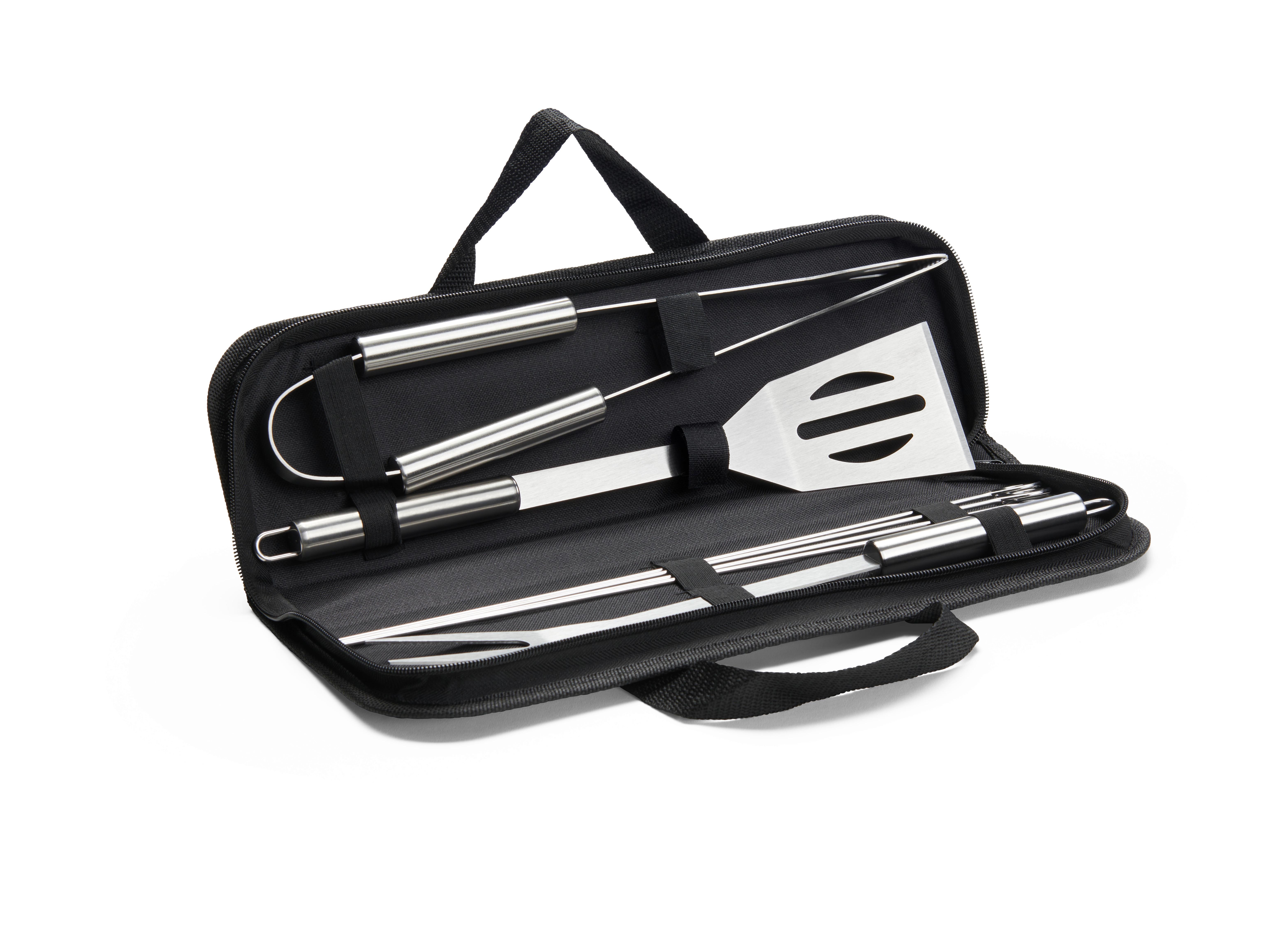 Grillbesteck BBQ Schwarz/Silberfarben, 8-teilig - Silberfarben/Schwarz, Modern, Metall (40cm) - Modern Living