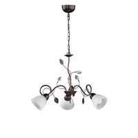 Kronleuchter Traditio in Braun/Weiß max. 40 Watt - Rostfarben/Braun, ROMANTIK / LANDHAUS, Glas/Metall (70/150cm) - Trio Leuchten