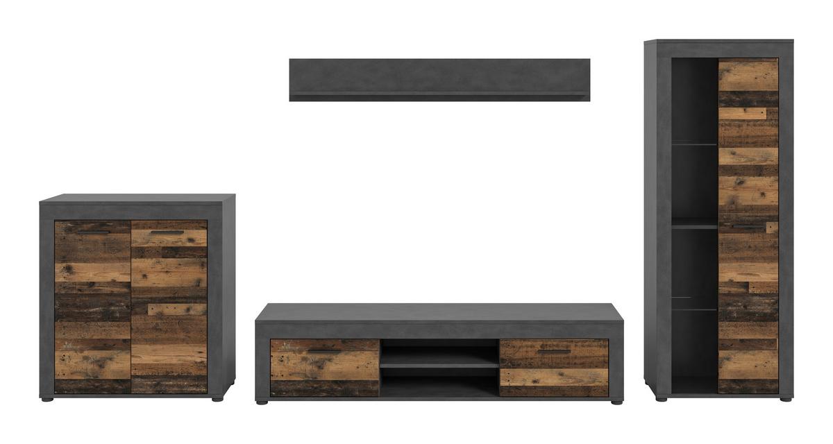 Serija Dnevnog Boravka Jam - prirodne boje/crna, Design, staklo/drvni materijal (330/159/35cm) - Modern Living