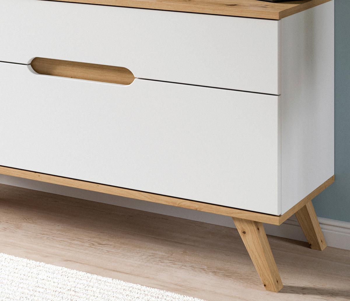 Tv Komoda Stockholm - bijela/boje hrasta, Design, drvni materijal (140/60/40cm) - Modern Living