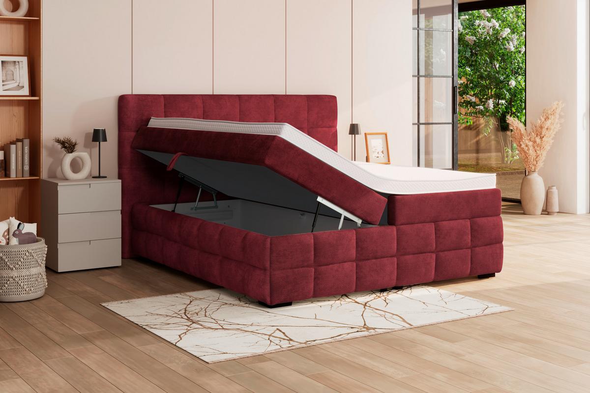 PAT BOX VEGA - verde/roșu burgund, Trend, lemn/textil (160/200cm) - Modern Living