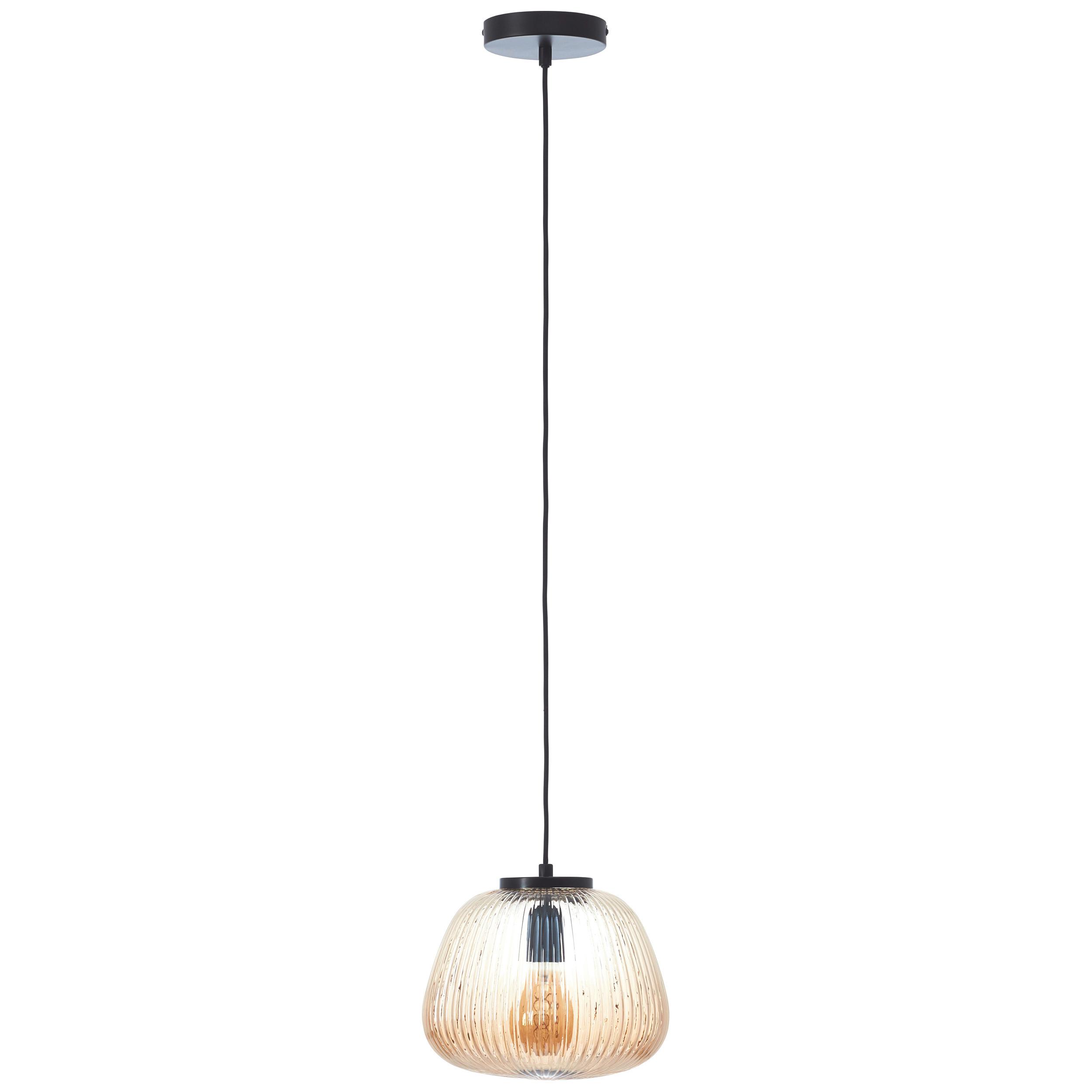 Hängeleuchte Kaizen Bernsteinfarben max. 40 Watt - Bernsteinfarben, Design, Glas/Metall (25/176cm) - Brilliant