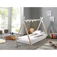 HAUSBETT Tipi 90x200 cm Weiß - Weiß/Kieferfarben, MODERN, Holz/Holzwerkstoff (90/200cm) - Vipack
