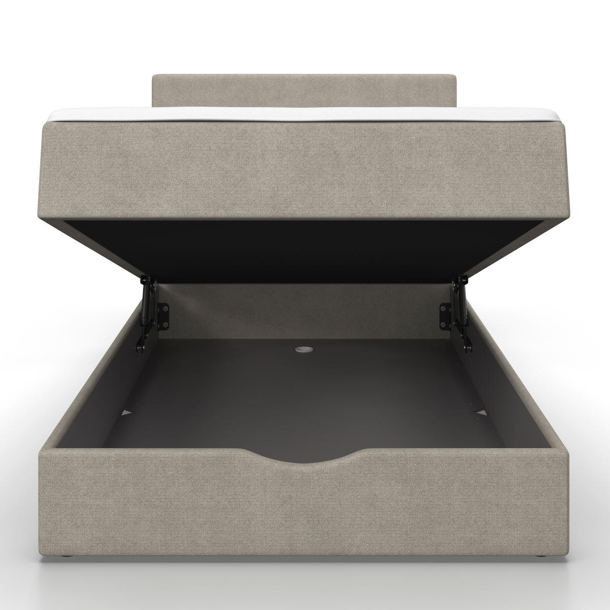 Boxbett Ace ca. 120x200 cm Beige intgr. Topper - Beige/Schwarz, MODERN, Holz/Kunststoff (120/200cm) - Bessagi Home