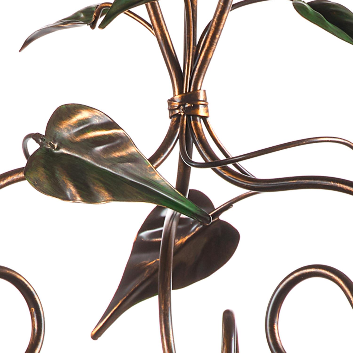 Kronleuchter Miranda Bronze/Olivgrün max. 6 Watt - Bronzefarben/Olivgrün, Natur, Glas/Metall (40/110cm)