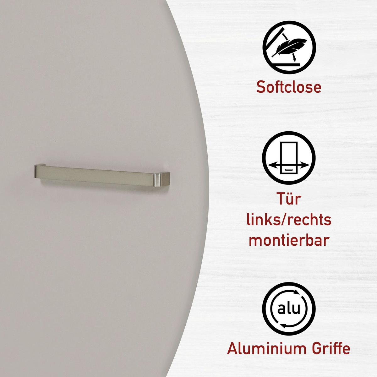 Küchenleerblock Bundle 4 o. Geräte Kaschmir - Kaschmir/Silberfarben, MODERN, Glas/Holzwerkstoff (300cm) - home24