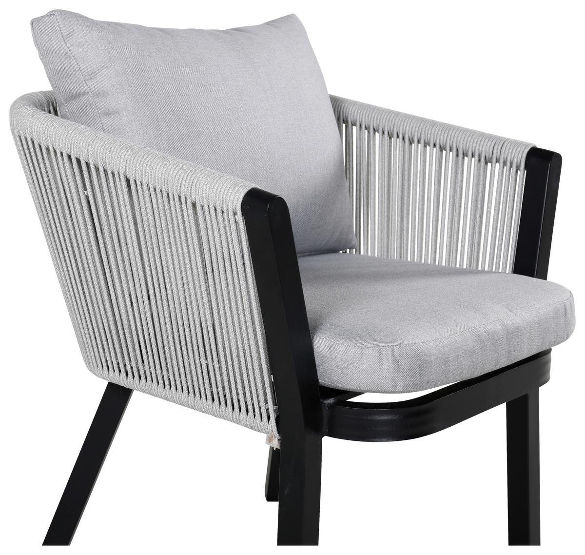GARTENSTUHL-SET VIRYA - Schwarz/Grau, KONVENTIONELL, Textil/Metall (60/73/62,5cm) - Gardenson