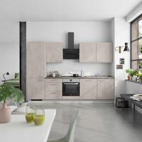 Küchenblock Riva High m. Geräten Grau - Schieferfarben/Edelstahlfarben, MODERN, Holzwerkstoff/Metall (300cm) - Nobilia