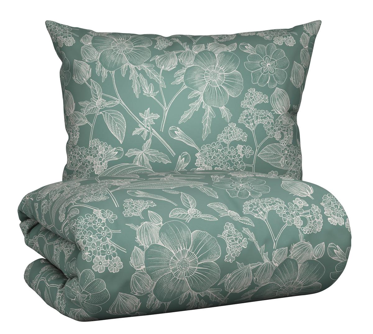 BETTWÄSCHESET LINETTE - Grün, Romantik / Landhaus, Textil (160/210cm) - Modern Living