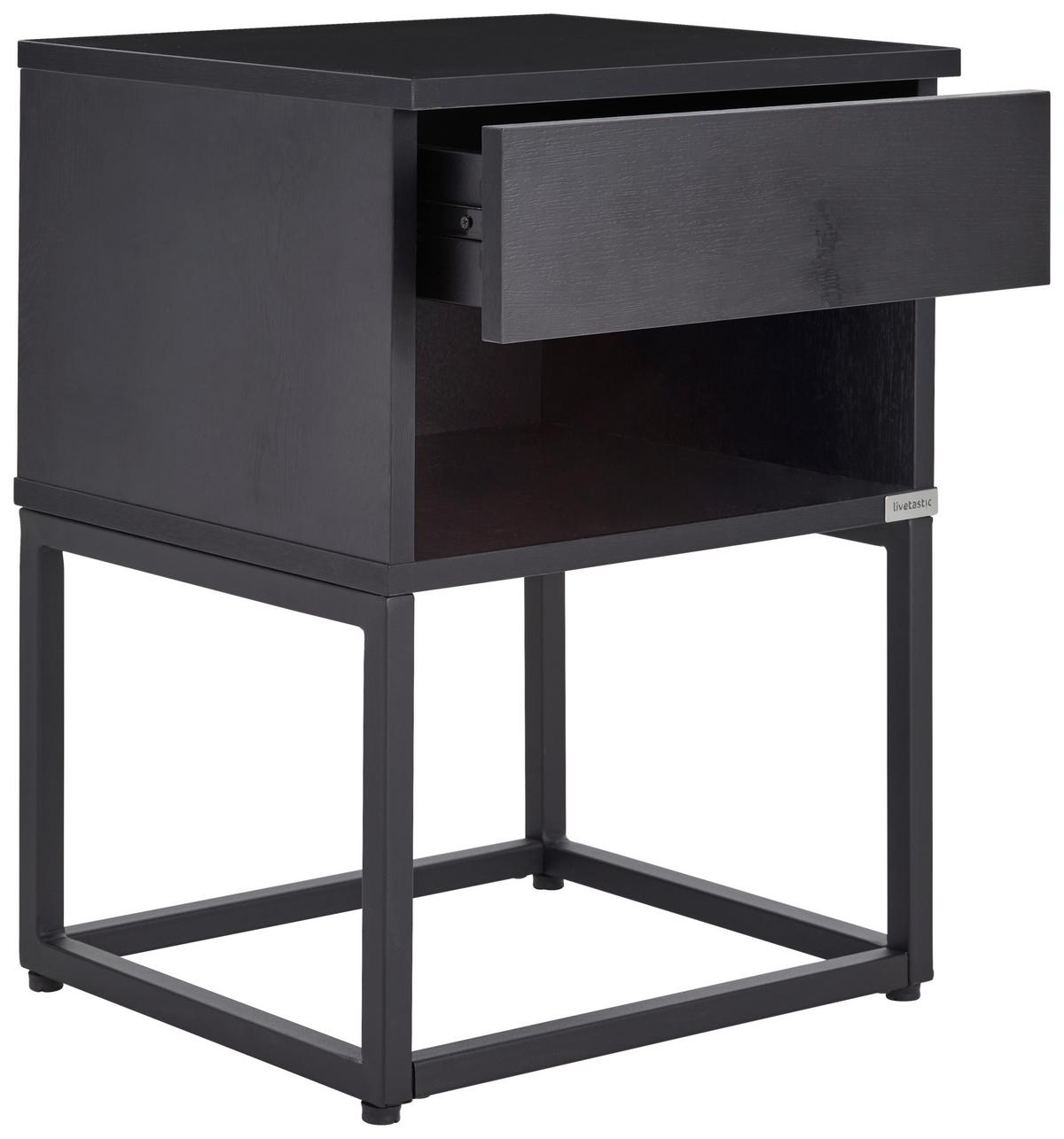 SZAFKA NOCNA AMSTERN S02 BLACK - czarny, Modern, materiał drewnopochodny/metal (40/55/35cm) - Livetastic