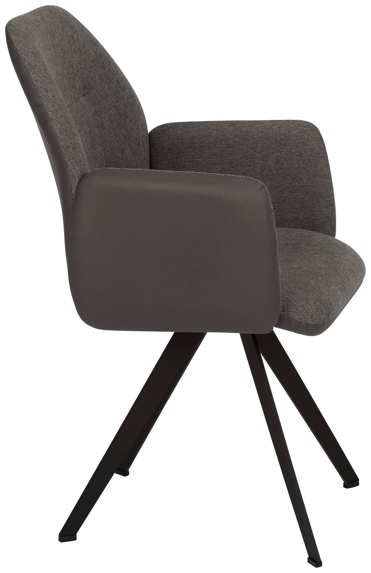 Armlehnstuhl Storm Grau Dunkelgrau - Dunkelgrau/Schwarz, Modern, Textil/Metall (57/96,5/63cm) - Premium Living