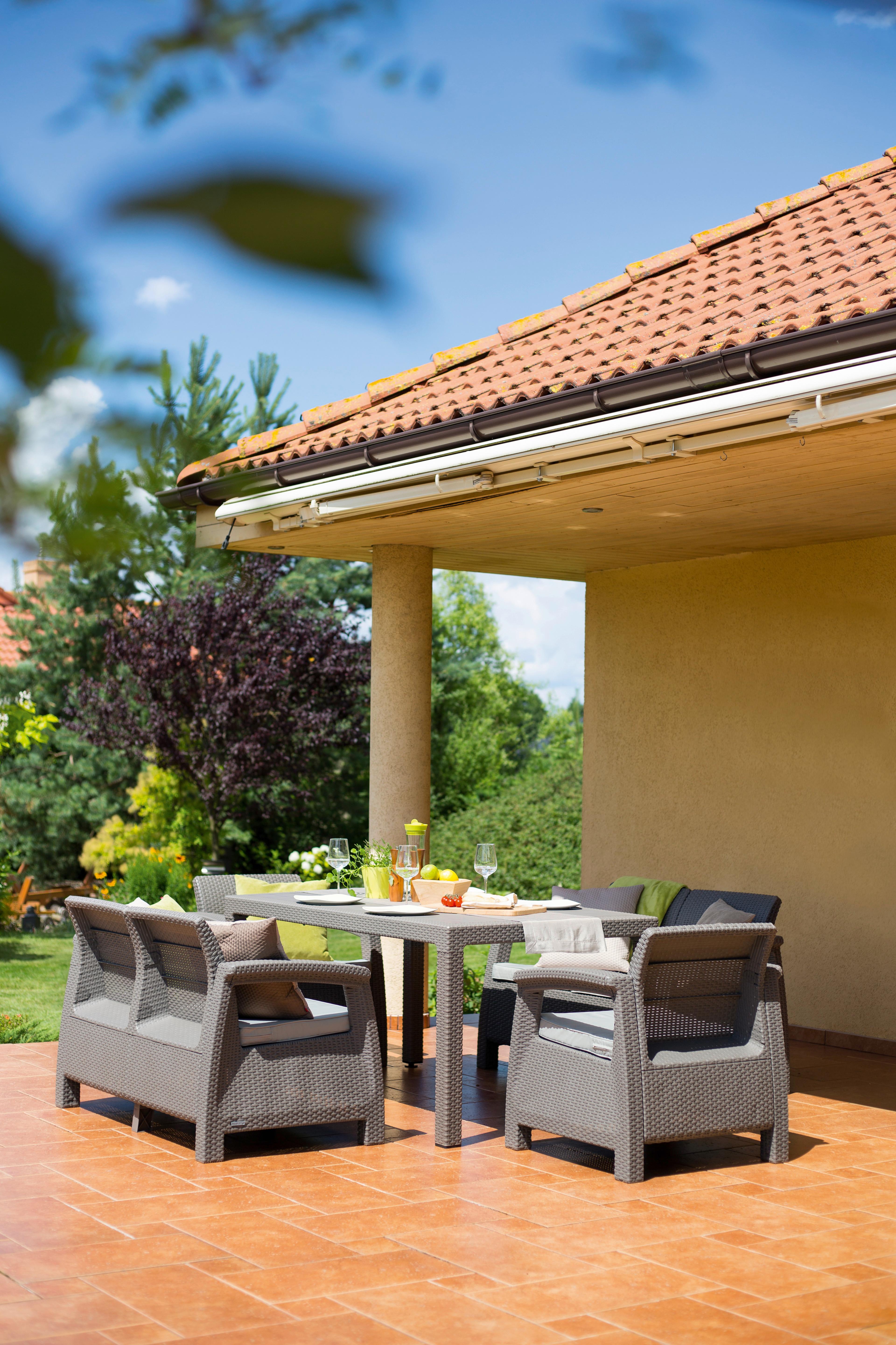 Kerti Garnitúra Corfu Fiesta - világosbarna, műanyag - Best Price